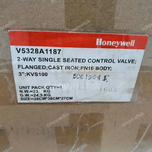 HONEYWELL V5328A1187 CONTROL VALVE FLANGE DN80 KVS100 GG-25 PN16 3 INCH